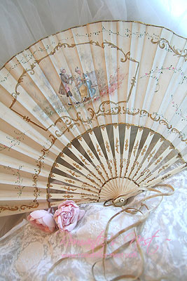 Antique french romantic handpainting fan